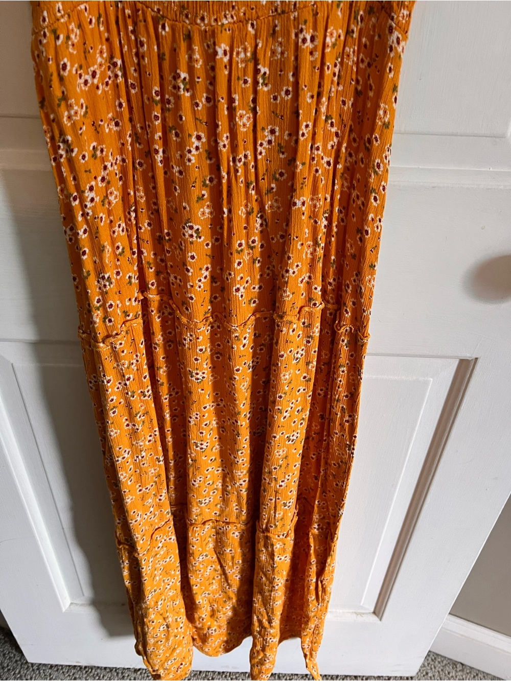 Women's Spaghetti-Strap Maxi Dress in Mustard Floral cottagecore M - Picture 7 of 8